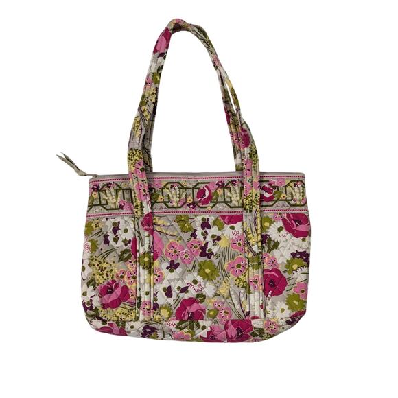 Make Me Blush Vera Bradley Shoulder Bag Floral Quilted Purse Pink Green Flowers - Picture 6 of 11
